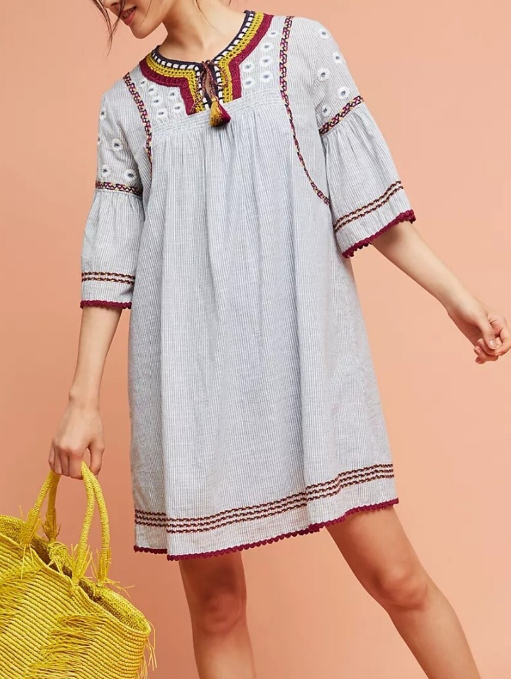 Anthropologie Maeve Crochet Floral Embroidered Dress Short Sleeve XXSmall